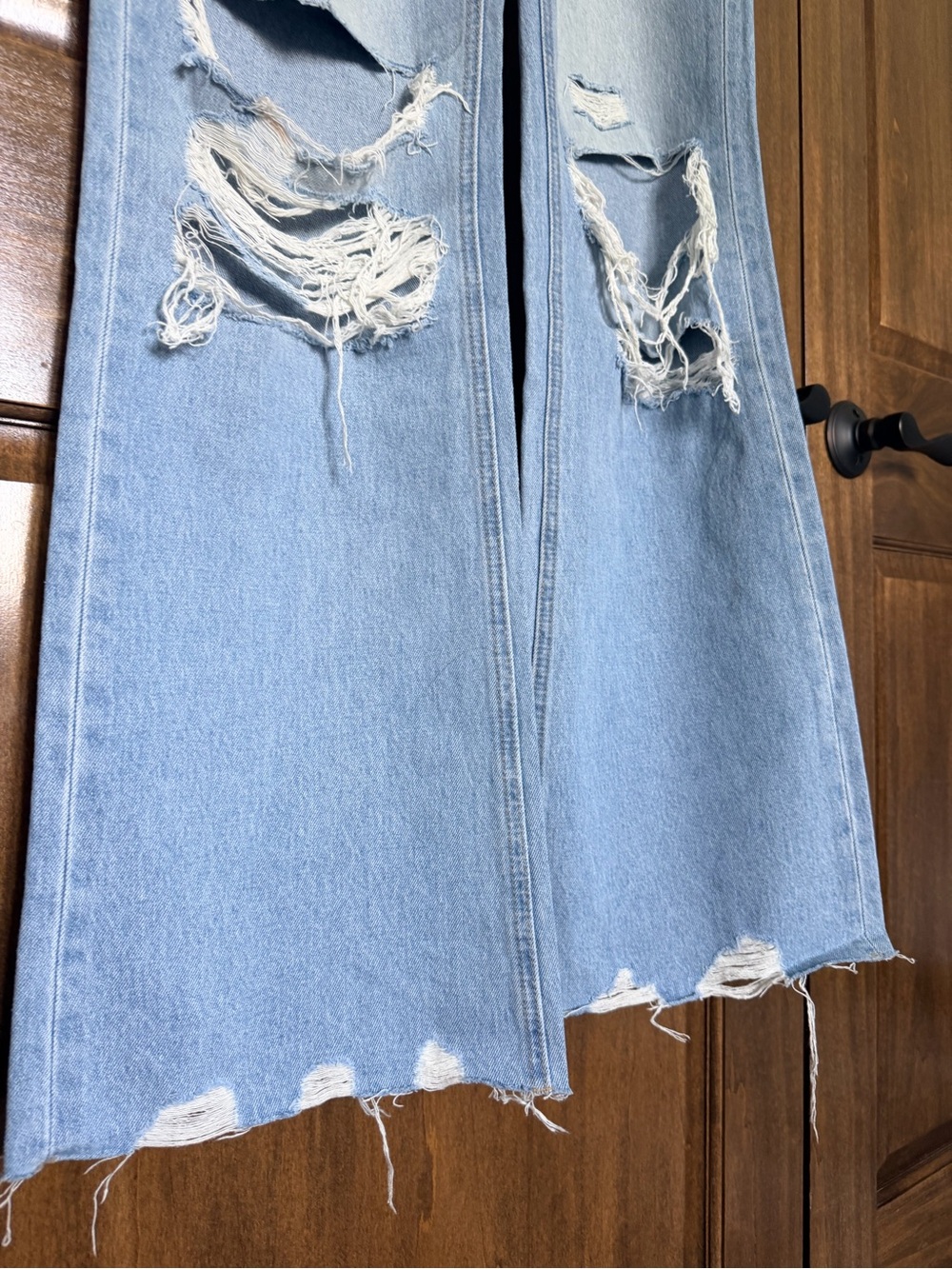 Flying Monkey Light Wash Distressed Wide Leg Jeans - Picture 5 of 8